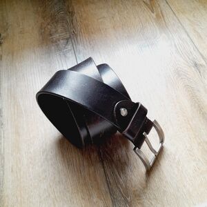 Buffway Men's Minimalist 1.5" Full Grain Leather Belt Brushed Metal Buckle Sz 36